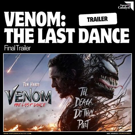 🍿: Hollywood 📽️: Venom: The Last Dance 🚨: Final Trailer! 🌟 The final trailer for TomHardy's "Venom: The Last Dance" just dropped. 🌟Check it out below. https://popcorncatalyst.com/movies/venom-the-last-dance-final-trailer/ #venom3 #venomthelastdance #marvel #tomhardy #symbiote #marvelcomics #spiderman The Last Dance, Last Dance, Tom Hardy, Venom, Marvel Comics, Check It Out, Spiderman, Trailer, Hollywood