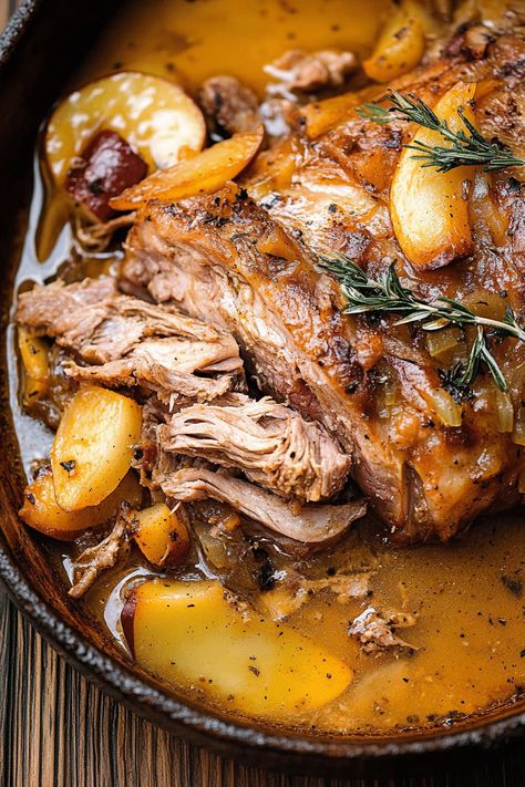 APPLE CIDER BRAISED PORK SHOULDER Apple Cider Braised Pork Tenderloin, Pork Shoulder Dutch Oven Recipes, Apple Cider Pork Shoulder, Braised Pork Shoulder Recipes, Pork Shoulder Steaks Recipes, Pork Shoulder Blade Steak Recipes, Pork Shoulder Stew, Apple Cider Braised Pork, Blade Steak Recipes