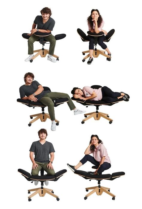 beyou is a transforming chair with over 10 different ways to sit Artist Chair Work Spaces, Unique Office Chairs, Smart Chair, Working Chair, Standing Chair, Artist Chair, Comfy Office Chair, Ergonomics Furniture, Work Chair