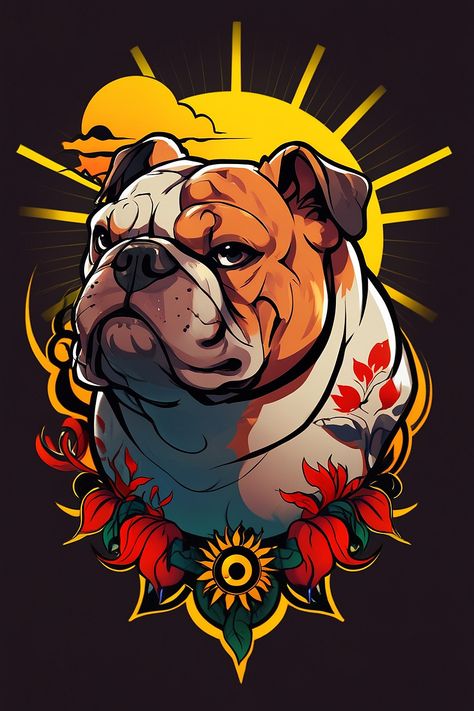 Design neo traditional tattoo of British bulldog breed 5 Bulldog Tattoo, Bulldog Breeds, British Bulldog, Traditional English, Neo Traditional, English Bulldog, Dog Portraits, Traditional Tattoo, Bulldog