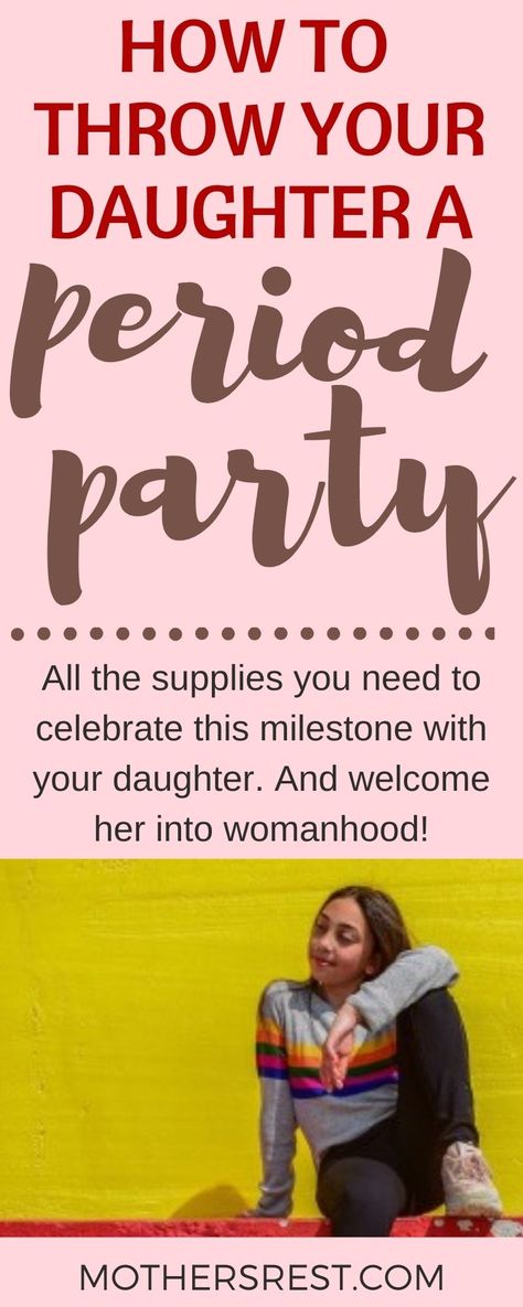 All the supplies you need to celebrate this milestone with your daughter. And welcome her into womanhood! Including period panties and Teen Vogue and maybe some Midol. No More Period Party, First Time Period Daughters, 1st Period Party Ideas, Daughter First Period, First Time Period Kit, Period Package For Daughter, Period Party Decorations, Period Celebration First, First Moon Party Period