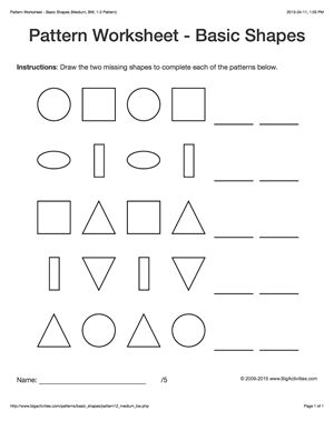 Pattern worksheets for kids - black & white basic shapes, 1-2 pattern. Draw the two missing shapes to complete the pattern Shapes And Patterns Worksheet, Pattern Worksheet For Grade 1, Patterns Grade 1 Worksheet, Complete The Pattern Worksheet, Maths Worksheet For Class 1 Pattern, Number Pattern Worksheet For Grade 1, Complete The Pattern Worksheet Grade 1, Number Patterns Worksheets, Grade R Worksheets