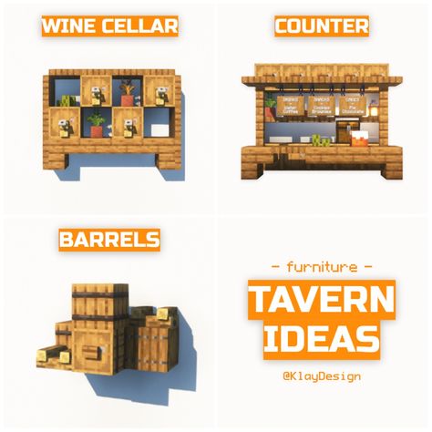 TAVERN IDEAS 🍺🥘 I was just chilling in a minecraft server and decided to build a tavern. So heres three ideas I came up with! Rate them 1-10 🫣 Hope you like them! ——————————————— ⁃ 🪴 Follow @klay.design_mc for more! ⁃ 💬 Lemme know your thoughts! ⁃ 🙌 Complementary Shaders ⁃ 🍳 Repost with credits only! ——————————————— #minecraft #minecraftbuild #minecraftdesign #minecraftideas #minecraftinterior #minecraftinspiration #minecrafthouse #minecraftbuilding #tavern #medievaltavern Brew Room Minecraft, Minecraft Winery Ideas, Coffee Bar Minecraft, Minecraft Stove Design, Minecraft Selling Stand, Minecraft Shops Ideas Interior, Minecraft Jukebox Ideas, Minecraft Pub Ideas, Minecraft Coffee Shop Interior