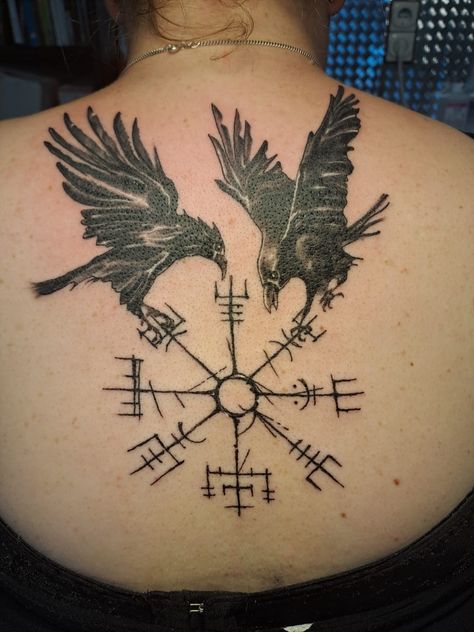 Odins Raven and the Vegvisir Odins Ravens Tattoo, Ravens Tattoo, Odin's Ravens Tattoo, Odins Ravens, Odin's Ravens, Viking Life, Raven Tattoo, Dragonfly Tattoo, Forearm Tattoos