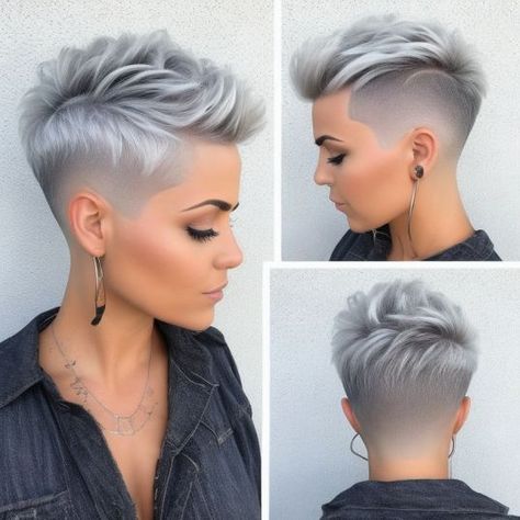 30+ Short Wolf Haircuts For Women: Unleash Your Style (2023) Women Very Short Hairstyles, Short Shaved Pixie Haircuts, Short Hairstyle Cut Women, High Fade Women Haircut Short, Womens Short Hair Undercut, Short Hair Fades Women, Phohawk Women, Short Shaved Hairstyles For Women, Womens Short Hairstyles For Thick Hair