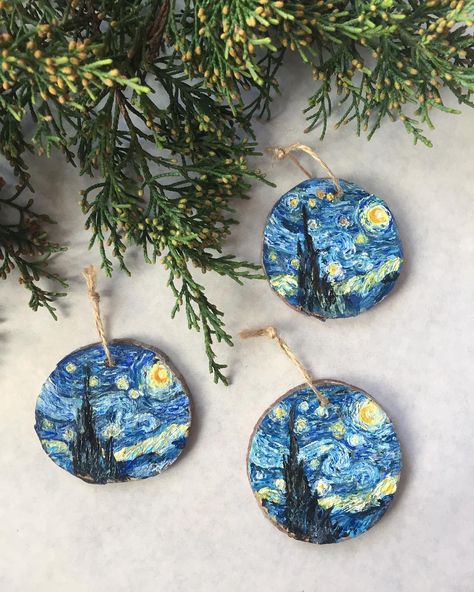 Starry Night Ornament, Van Gogh Christmas, Zen Cafe, Starry Night Painting, Christmas Tree Decorating Themes, Kids Christmas Ornaments, One To One, Christmas Tree Decorations Diy, Tree Decorating