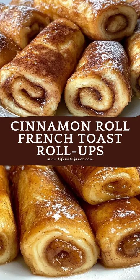 Cinnamon Roll French Toast Roll-Ups A delightful breakfast mashup that combines the best of cinnamon rolls and French toast in one delicious bite! Cinnamon Roll Roll Ups, Brown Butter French Toast Cinnamon Rolls, French Toast Casserole With Sandwich Bread, Roll Up French Toast, French Toast French Bread, Cinnamon Toast Roll Ups, Pioneer Woman Cinnamon Toast, Cinnamon Toast French Toast, French Toast Monkey Bread