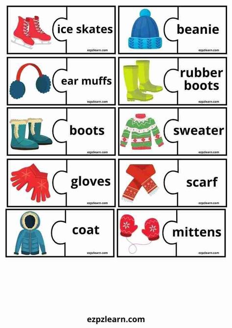 Clothes English Vocabulary, English Vocabulary Games, Vocabulary Games For Kids, Clothes Game, English Grammar For Kids, Grammar For Kids, English Activities For Kids, Winter Words, Learning English For Kids