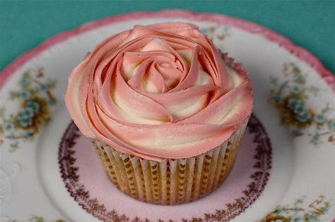 two tone buttercream rose cupcakes - The most beautiful cupcake I've ever seen! Two Tone Cupcakes, Rose Frosting Tip, Two Tone Frosting, Rose Cupcake Frosting, Two Tone Buttercream, Brown Cupcakes, Two Toned Buttercream Roses, Wilton 2d Tip, Pink Rosette Cupcakes