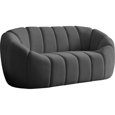 Etta Avenue™ Joie 71'' Velvet Flared Arm Loveseat | Wayfair Black Velvet Sofa, Contemporary Loveseat, Grey Velvet Sofa, Velvet Loveseat, Tufted Sofa, Meridian Furniture, Gray Sofa, Comfort Design, Sofa Sale