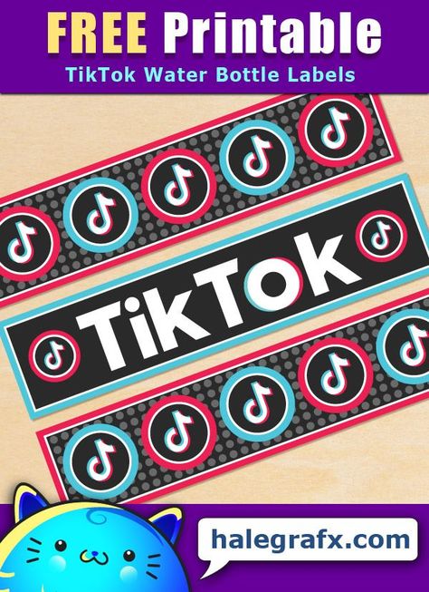 Free Printable Tiktok Themed Water Bottle Labels Printable Water Bottle Labels, Bottle Wrappers, Printer Ink Cartridges, Drink Labels, 11th Birthday, Water Bottle Labels, Themed Birthday Party, Party Drinks, Bottle Labels