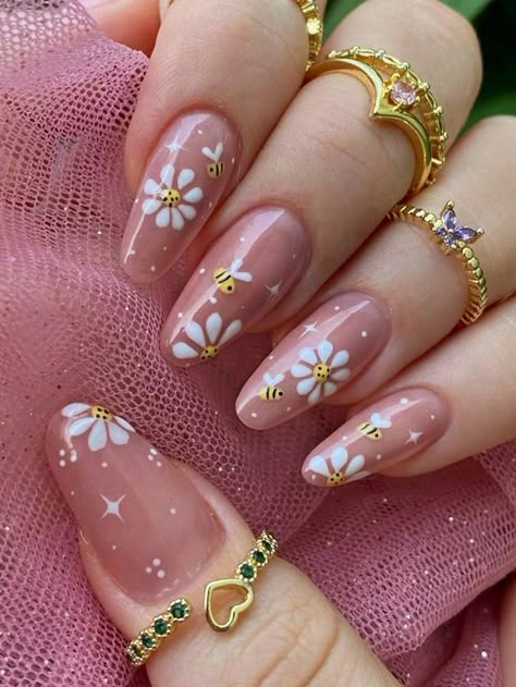 Uñas Cute, Ideas Para Uñas, Simple Gel Nails, Girly Acrylic Nails, Almond Acrylic Nails, Trendy Nail Art, Uñas Acrilicas, Elegant Nails, Floral Nails