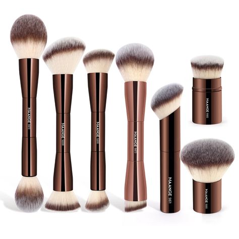 MAANGE makeup brushes double head foundation powder concealer blush bronzer makeup brush soft fiber hair cosmetic beauty tools Powder Concealer, Bronzer Makeup, Bronze Makeup, Blush Contour, Highlighter Brush, Mini Makeup, Professional Makeup Brushes, Foundation Powder, Fall Gifts