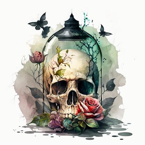 Hand drawn skull and flowers | Premium Photo #Freepik #photo #skull-flower #skull-illustration #scull #skull-background Flowers Shoulder Tattoo, Skull With Roses, Roses Clipart, Skulls And Bones, Rose Clipart, Skull Illustration, Skulls And Roses, Fantasy Illustration, Skull And Bones