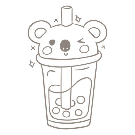 Boba Tea Drawing Easy, Boba Tea Art Drawing, Boba Doodle Art, How To Draw Boba, Boba Coloring Page, Boba Sketch, Boba Drawings, Boba Tea Drawing, Drawing Boba