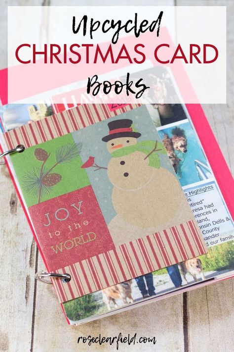 Upcycled Christmas card books are the perfect way to preserve Christmas cards from family and friends to look back on for years to come. Make your own books with this easy DIY tutorial! #upcycled #Christmascardbooks #DIY #Christmascards | http://www.roseclearfield.com Christmas Card Book, Winter Decorating Ideas, Music Greeting Cards, Christmas Mason Jars Diy, Upcycled Christmas, Mason Jar Decor, Winter Decorating, Jar Decor, Christmas Mason Jars