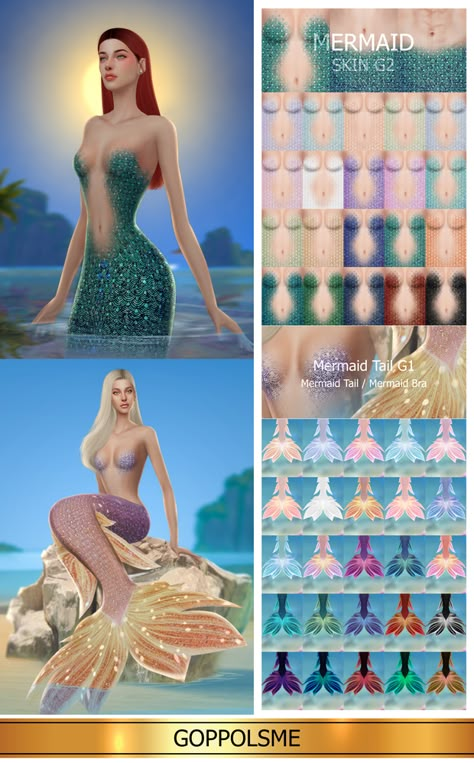 Mods Sims 4, Mermaid Skin, Sims 4 Cas Mods, The Sims 4 Skin, The Sims 4 Pc, Sims 4 Anime, Pelo Sims, Chica Cool, The Sims 4 Packs