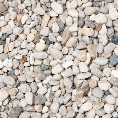 Tan River Rock Landscaping, Brown River Rock Landscaping, White Landscape Rock, Concrete With River Rock, Types Of River Rock For Landscaping, River Rock Stone, River Rock Landscaping, Brick Pathway, Landscape Rock