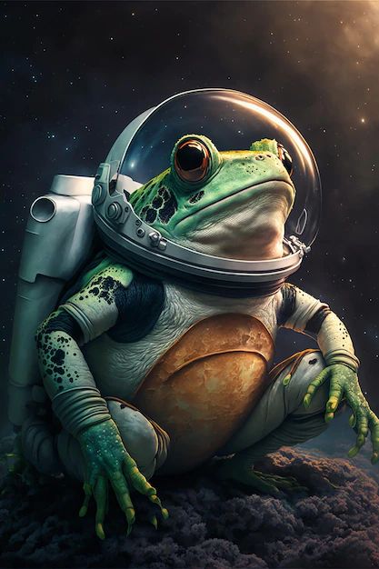 Frog Digital Art, Frog Astronaut, Space Frog, Animal Astronaut, Frog Logo, Neural Art, Frog Life, Space Cadet, Tattoo Reference