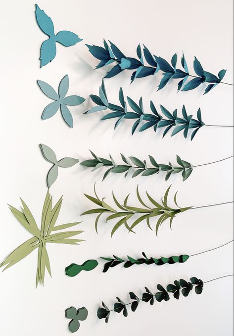 The Crafty Sagittarius Premium Paper Flower Templates Paper Flower Leaves, Flower Paper Decoration, Paper Greenery Diy, Paper Flowers Cricut, Paper Ferns Diy, Christmas Paper Flower Template, Cricut Paper Plants, Paper Flower Circuit, Felt Flower Template