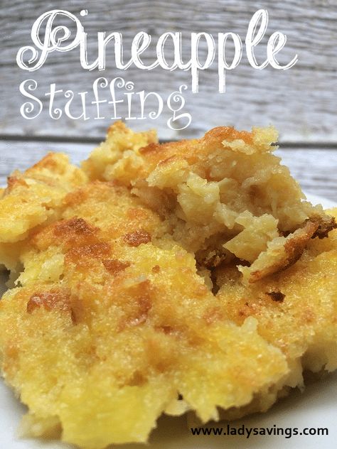 Pineapple Stuffing Recipe Here is a Pineapple Stuffing Recipe that my mother-in-law has made for years and passed down to me.  I’m usually in charge of making this and taking it to Thanksgiving Dinner!  It’s Super easy to make (that’s why they have me do it – haha) and I think it’s delicious  Coupons powered […] Pineapple Stuffing Recipe, Pineapple Stuffing, Dole Pineapple, Pineapple Recipes, 5 Ingredient Recipes, Stuffing Recipes, Easter Recipes, Thanksgiving Recipes, Ingredients Recipes