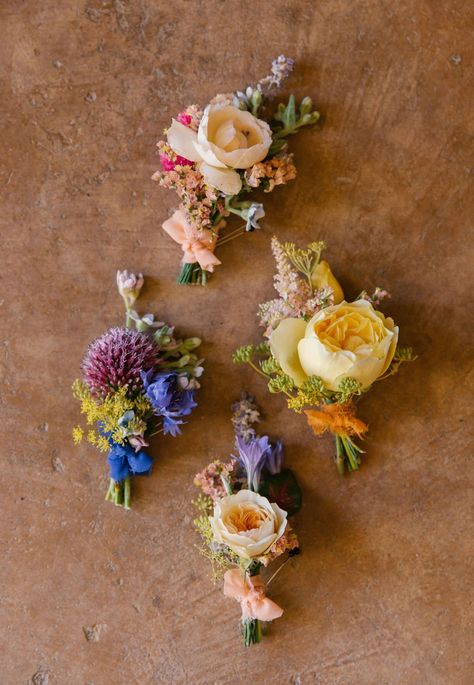 Rainbow Wedding Floral Designs Gallery — Ampersand Subtle Rainbow Wedding, Muted Rainbow Wedding, Muted Rainbow, Rainbow Wedding, Flower Corsage, Flower Bouquet Wedding, Boutonniere, California Wedding, Colorful Flowers