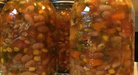 16 Bean soup with Chicken Bean Soup With Chicken, Canning Cupboard, 13 Bean Soup Recipe, Canned Meals, 16 Bean Soup, Canning Meals, Canning Soup Recipes, Canning Meat, Food Prepping