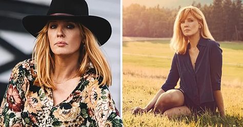 See 'Yellowstone' Character Beth Dutton's 7 Best Outfits from the First 3 Seasons Beth Dutton Dresses, Beth Dutton Style, Yellowstone Outfits, Cheetah Print Coat, Black Cowboy Hat, Beth Dutton, Couples Halloween Outfits, Tight Fitted Dresses, Fierce Women