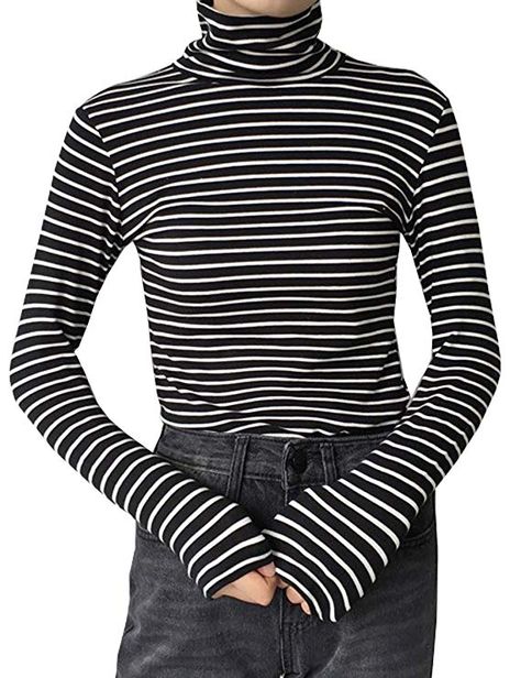 Turtleneck Outfit, Striped Shirts, Striped Shirt Women, Turtleneck T Shirt, Turtleneck Shirt, Striped Turtleneck, Womens Turtleneck, Striped Long Sleeve Shirt, Addams Family