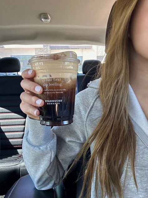 pumpkin cream cold brew, starbucks aesthetic, grey zip up jacket, lululemon scuba dupe, amazon fashion, brunette hair, coffee aesthetic, alexa esco inspo, virgohabits, Alexa Esco, Cold Brew Aesthetic, Alexa Aesthetic, Starbucks Cold Brew, Starbucks Food, Hair Color Ideas For Brunettes Balayage, Mom Inspo, Pumpkin Cream Cold Brew, Café Starbucks