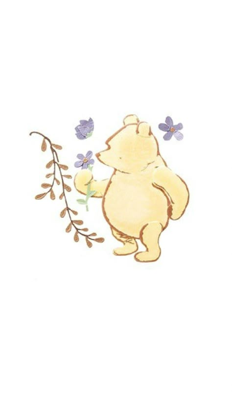 Winnie The Pooh Holding Flowers, Pooh Bear Watercolor, Winnie The Pooh Yellow Aesthetic, Winnie The Pooh And Bees, Vintage Pooh Tattoo, Vintage Winnie The Pooh Tattoo, Winnie The Pooh Watercolor Paintings, Classic Winnie The Pooh Tattoo, Pooh Bear Aesthetic