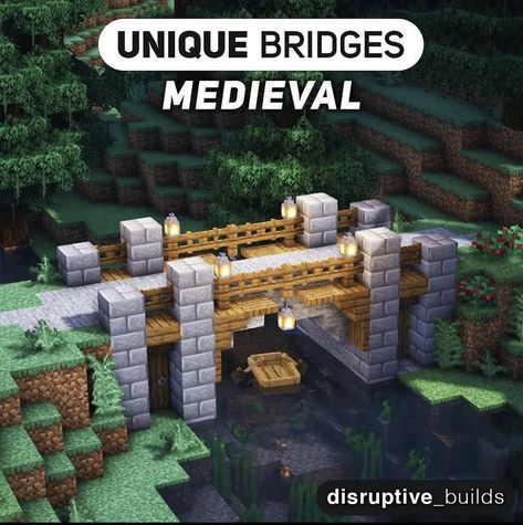 Minecraft Wall Designs, Medieval Bridge, Minecraft Bridge, Minecraft Kingdom, Minecraft Wall, Sejarah Asia, Rumah Minecraft Sederhana, Minecraft Structures, Minecraft House Plans