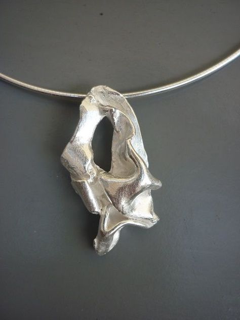 Sculptural Silver Jewelry, Organic Jewelry Silver, Artistic Silver Jewelry, Silver Clay Jewellery, Organic Jewelry Design, Organic Jewellery, Reticulated Silver, Lost Wax Jewelry, Wax Carving Jewelry