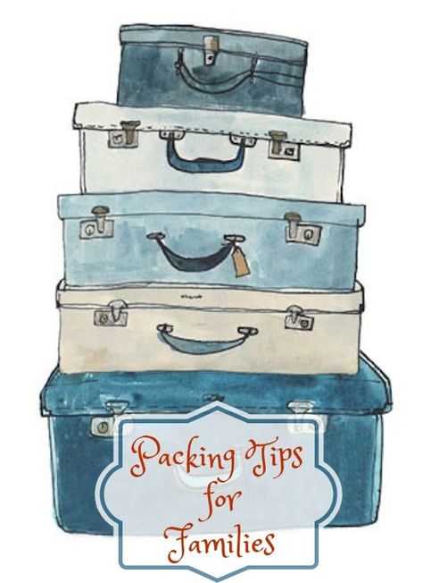 Packing Tips for Families http://anopensuitcase.com/packing-tips-families/ #Travel #FamilyTravel #PackingTips Vintage Suitcase, Vintage Luggage, Travel Illustration, Art And Illustration, Suitcases, Cute Illustration, Travel Journal, Painting & Drawing, Fashion Illustration