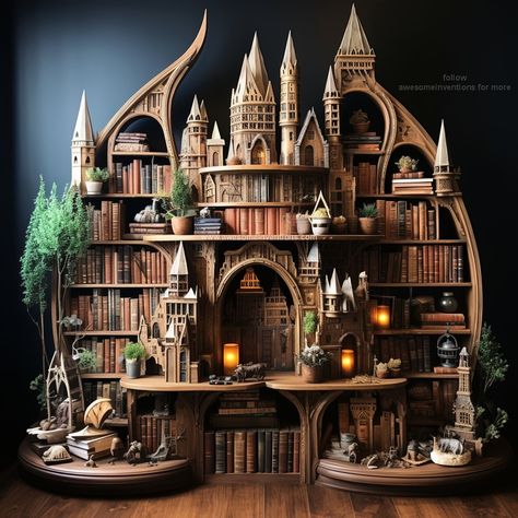 Amazing bookshelf 🤯🙌 - Awesome Inventions Bookcase Reading Nook, Horror Furniture, Bookshelf Design Ideas, Fantasy Bookshelf, Pirate Love, Unique Bookshelf, Dnd Room, Home Library Decor, Magical Library