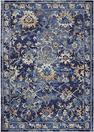 LR Home Gala Collection Area Rug, 8' x 10', Indigo Multi Holiday Rugs, Decorative Borders, Floral Area Rugs, Rug Sets, Rug Shapes, Blue And Gold, Blue Rug, Rug Cleaning, Blue Area Rugs