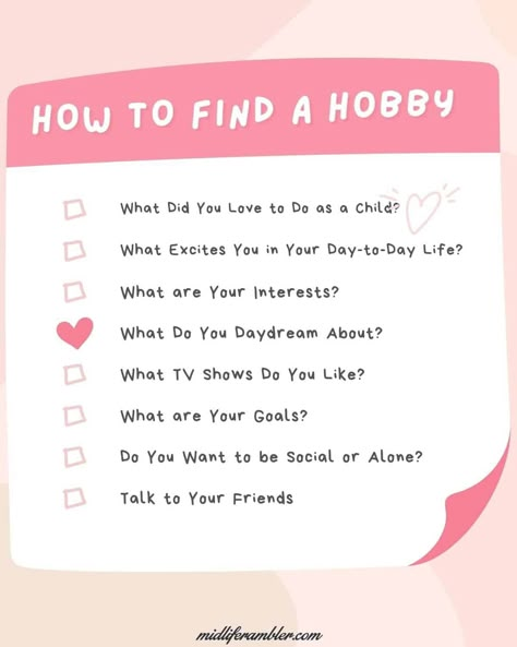 How to Find a Hobby As an Adult: 125+ Ideas to Help You Find a Hobby You Love List Of Hobbies To Try At Home, Cool Hobbies To Get Into, Good Hobbies To Start, How To Find A New Hobby, Hobbys For Woman, How Many Hobbies Should You Have, Hobby Ideas Creative, Find A New Hobby, Hobbies To Evolve Mindset