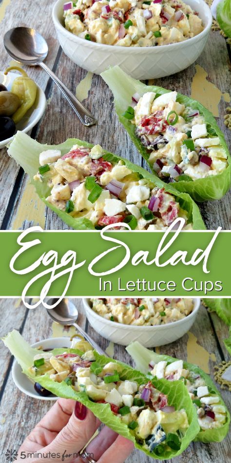 Egg Salad in Lettuce cups is a healthy and affordable meal that is ready in minutes. #eggsalad #healthyrecipes #easyrecipes #eggsaladrecipe #healthyfood Egg And Lettuce Salad, Mixed Green Salad Recipes, Salad Recipes Asian, Salad Lettuce, Red Onion Relish, Lettuce Cups, Light Salad, Onion Relish, Egg Salad Recipe