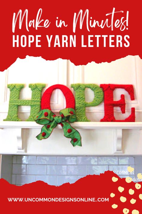 If you're looking for a fun and easy way to add a personal touch to your holiday decor, then you'll love these HOPE Yarn Letters! Each letter is made of soft and durable yarn, making them perfect to use year after year! And best of all, each letter is completely unique, so you can create a one-of-a-kind Christmas decoration that is sure to stand out. Easter Egg Decorating Party, Yarn Wrapped Letters, Yarn Letters, Whimsical Christmas Decor, Paper Mache Christmas, Diy Paper Flowers, Yarn Making, Craft Video, Flowers Craft