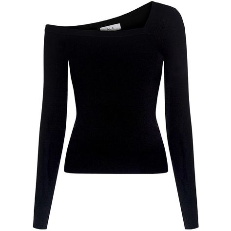 A.l.c. - Aria Asymmetric Off-the-shoulder Knit Top ($285) ❤ liked on Polyvore featuring tops, shirts, sweaters, layering shirts, long sleeve tops, asymmetrical shirts, long shirts and layered tops Form Fitting Tops, Asymmetrical Shirt, Off The Shoulder Tops, Layered Shirts, Gothic Clothing, Black Outfits, Shoulder Tops, Layered Tops, Asymmetrical Tops