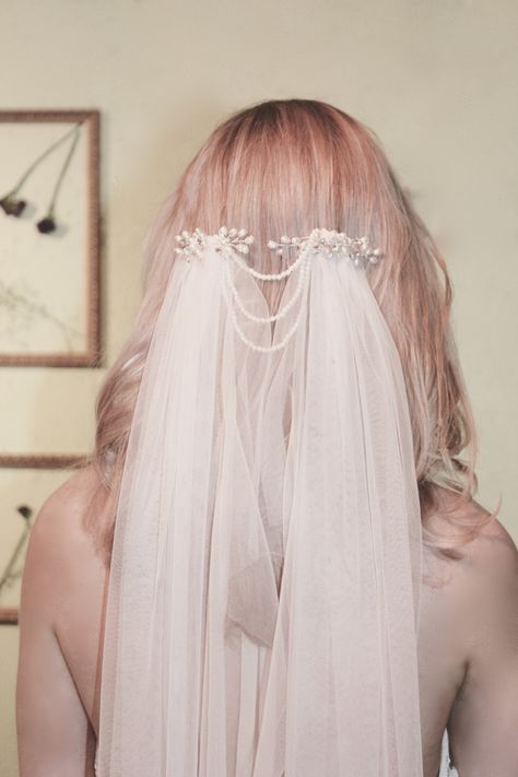 Draped Veil, Bohemian Veils, Drape Veil, Boho Wedding Veil, Boho Veils, Soft Tulle Veil, Wedding Dresses 50s, Low Cost Wedding, Tulle Veil