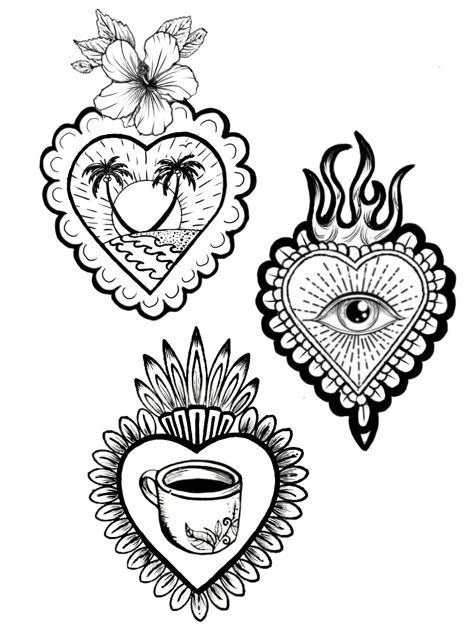 Sacred Heart Art Tattoo, Milagro Heart Tattoo, Latina Tattoo Ideas Mexican Art, Mexican Style Tattoos For Women, Neotraditional Flowers, Latina Tattoo Ideas, Latina Tattoo, Tattoo Fillers, Sacred Heart Art