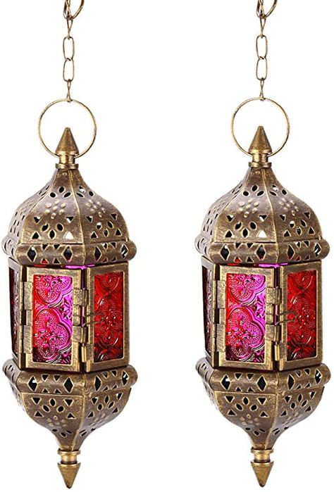 Patio Christmas Decorations, Hanging Candles Wedding, Bohemian Style Decor Bedroom, Moroccan Candle Holder, Moroccan Candles, Candle Holder Lantern, Hanging Candle Lanterns, Fairytale Decor, Glass Candle Lantern