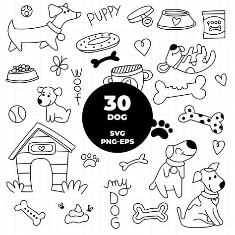 Cute Doodle Dog SVG Files for Cricut. Download this cute dog svg clipart pack and create your own unique projects! Perfect for t-shirts, home decor, and more. #cutedogsvg #doodledogsvg . #Puppy_Doodle #Dogs_Clipart #Puppy_Clipart #Doodle_Dogs Dog Doodles Simple, Paw Doodle, Dogs Clipart, Dog Doodle, Doodle Dogs, Puppy Clipart, Planners Stickers, Vector Doodle, Handmade Projects