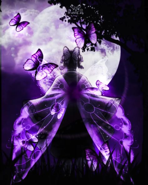 Shinobu Butterfly Wallpaper, Shinobu Moon Scene, Shinobu Pictures, Shinobu Kochou Wallpaper, Insects Wallpaper, Kocho Wallpaper, Violet Artwork, Kimetsu No Yaiba Wallpaper, Kocho Shinobu