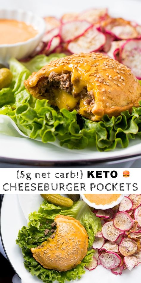 Cheeseburger Pockets, Keto Cheeseburger, Keto Burger, Dinner Recipes Easy Quick, Keto Recipes Dinner, Beef Recipes For Dinner, Low Carb Keto Recipes, Ketogenic Recipes, Keto Dinner