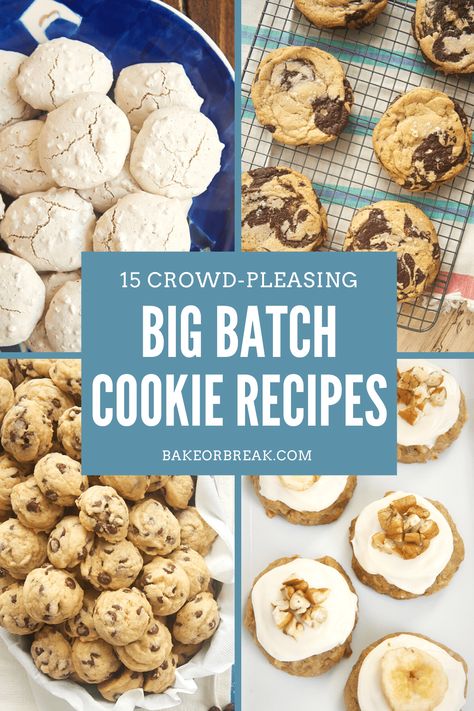 When only lots and lots of cookies will do, these big batch cookie recipes are just what you need. With lots of variety, you're sure to find just the cookie to suit your cookie-loving crowd! Big Batch Christmas Cookies, Bake Sale Cookies, Cherry Oatmeal Cookies, Monster Cookies Recipe, Mini Chocolate Chip Cookies, Easy Christmas Cookie Recipes, Cookie Recipes Homemade, Christmas Cookies Easy, Peanut Butter Cookie Recipe