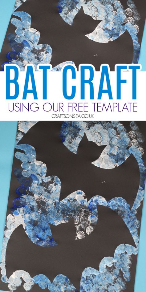 Bat Silhouette Craft : Resist Art with a FREE Template Bats Crafts Preschool, Process Art Preschool, Pumpkins Preschool, Preschool Painting, Resist Art, Bat Template, Bat Craft, Easy Toddler Crafts, Ghost Crafts