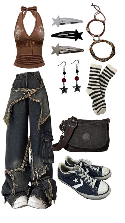 Grunge Brown Aesthetic, Soft Grunge Outfits Aesthetic, Brown Y2k Outfit, Boho Grunge Outfits, Brown Aesthetic Outfit, Soft Grunge Outfits, Vintage Outfits 90s, Earthy Outfits, Outfit Collage