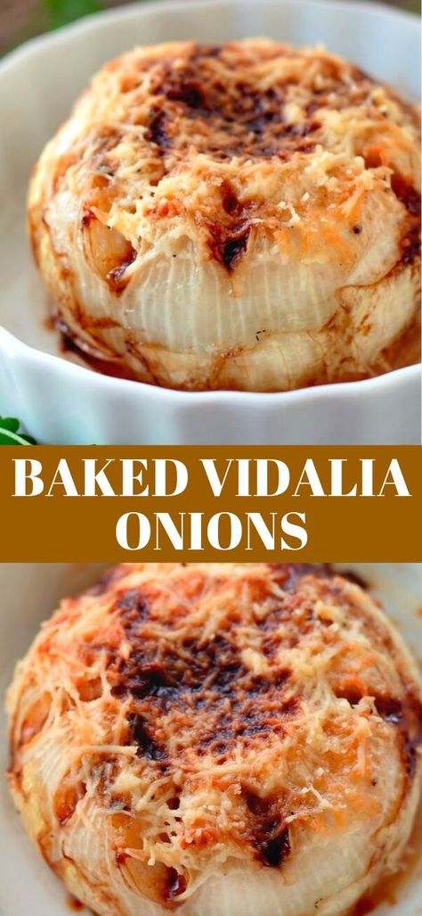 Grilled French Onion, What Are Onions Good For, Onion Baked In Oven, Baked Onion Recipes, Baked Stuffed Onions Whole, Baked Vidalia Onion Easy Recipes, Fancy Vegetable Sides, Baked Onions Recipe Simple, Onion Recipes Baked